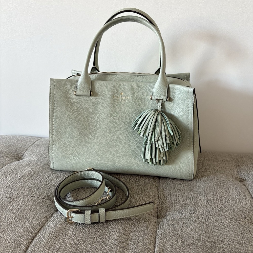 Kate Spade Leather Purse NWOT Mint/Pistacio‎ Detachable Shoulder Strap Tassel